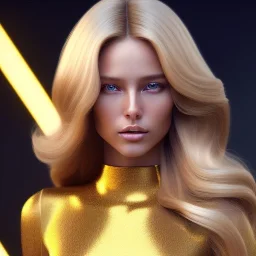 beautiful cosmic golden woman, long blond hair, nice smiling, magic glamour make up, delicate colors, beautiful glamour galactic golden dress, ultra sharp focus, 8k, unreal engine 5, extremely sharp detail, light effect, soft light atmosphere of a spaceship, smooth, full of details, face in front, complete vision of face and hair and body