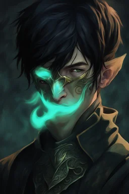 fantasy art, young male, elf, noble, mask, pale skin color