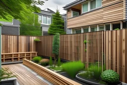 townhouse modern backyard wooden fence