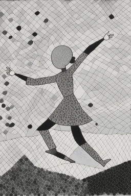 the joy of dancing on thin ice; pointillism; ink wash; Vantablack canvas with pale pastels; Klee