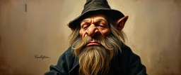master oil painting by Rembrandt, blind troll with baby