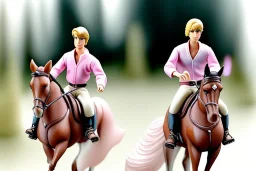 Ken is riding Barbie Watercolour