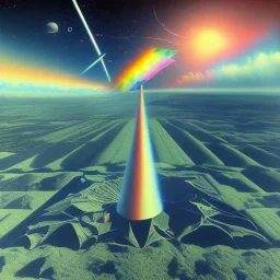 poster, crazy, realistic, psychedelics , band, art, music, digital art, pink floyd, rock band, another planet, universe, rainbow, warm lighting, vintage