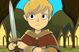 cartoon Arthur holding the sword