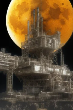 industrialization of the moon, hdr, clear, luminous