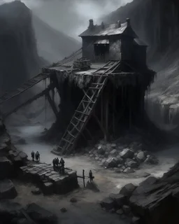 A dark gray mine made out of iron painted by Zhang Lu