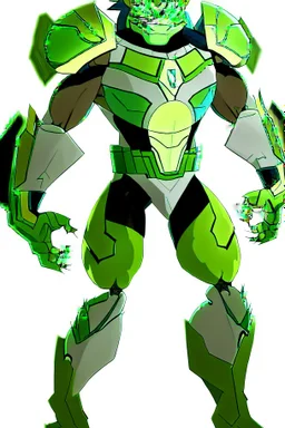 alien From Ben 10 cartoon. Lion. Advanced metal. Magnetic force. Magic power. And his turtle shield