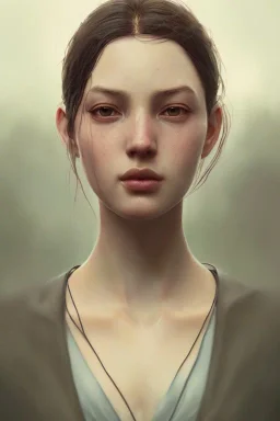 a female portrait, upclose, clear, majestic, flow, illustration, concept art, by Greg Rutkowski, Sung Choi, Mitchell Mohrhauser, Maciej Kuciara, Johnson Ting, WLOP