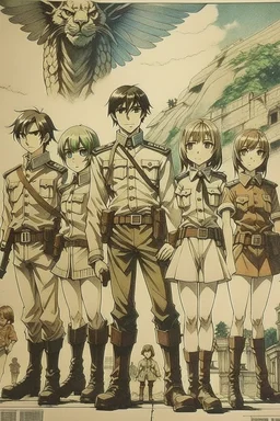 Attack on Titan vintage photo and 104 cadet class Russian girl