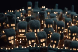 knitted city at night in moonlight