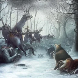 the wild hunt pursues a stag