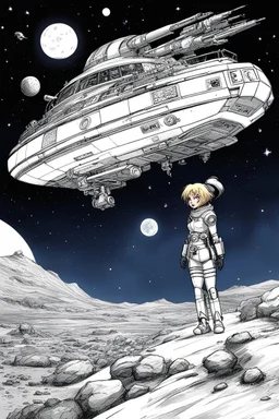 [art by Marcel Gottlieb, (aka Gotlib)] studygirl and fussel in space! fussel "SPACE, so wide ma eyes reachn´. are there any videogames on this ship?" mind the zombiedude, he´s taken from a chinese/hongkong comicbook called "robot caught the vampire at night", but the original is doper! can you find UATU?