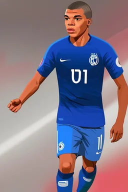 Kylian Mbappe French soccer player cartoon 2d