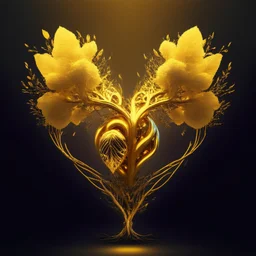 golden electric heart with tree wings