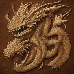 logo dragon in wood