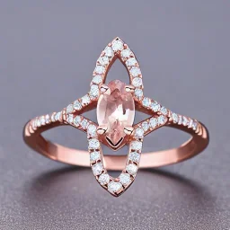 delicate thin ring with tiny diamonds and morganite, twisted band, rose gold, thin ring