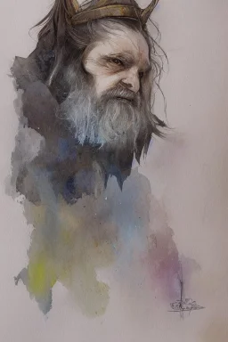 portrait, watercolour, realistic, illustration, dnd, dwarf, ghost, ethereal, lapis, see-through, transparent