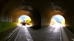 inside the underground vaulted tunnel in the mountain