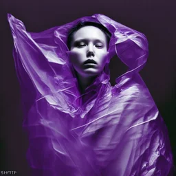 wearing a purple translucent cloth