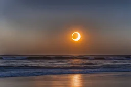 un éclipse de soleil sur la côte landaise, plage de La Piste, à 20h26, le 12 août 2026