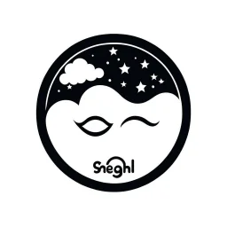 Logo, vector, clean, circle logo with clouds a face and stars