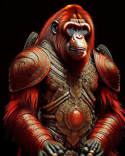 Orangutan Assassin gothic flat symmetrical design full body full arms full legs hyper-detailed hyper-realistic 8k ink art