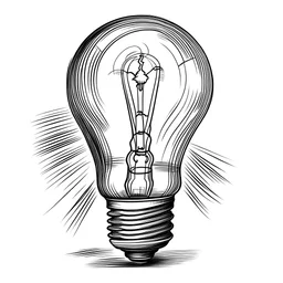 light bulb line drawing black and white lightning