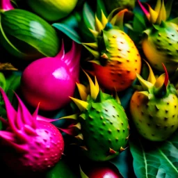 A background with colors of dragon fruit and its leaves