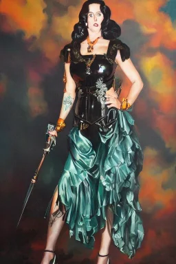 Full body portrait, painting, medium shot lady Steelpunk