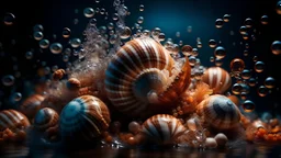 Magical Fantastic seashells, Liquid Structure, Flying seashells, Splash, Portrait Photography, Fantasy Background, Intricate Patterns, Ultra Detailed, Luminous, Radiance, beautiful, Ultra Realism, Complex Details, Intricate Details, 16k, HDR, High Quality, Trending On Artstation, Sharp Focus, Studio Photo, Intricate Details, Highly Detailed