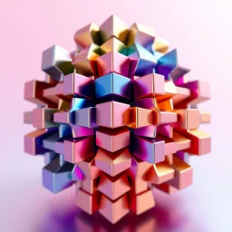 a 3d fractal structure made of metallic random color cubes, pertty artistc background