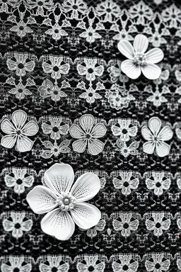 Texture lace black and white with flowers