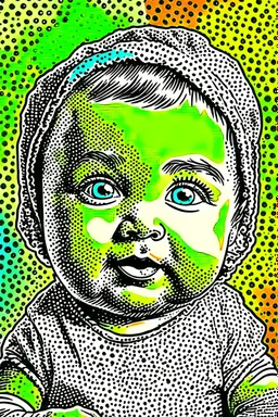 Vintage pop art style of a baby from the torah