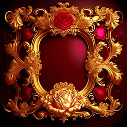 Golden frame baroque with red and roses