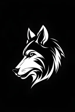 black and white wolf logo, must be simple