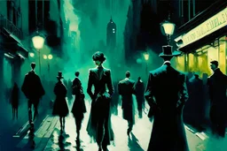 neo noir street, people, galaxy, edoaurd manet painting