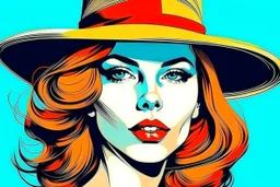 beautiful woman in hat in pop art style vector