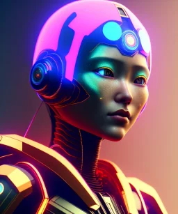 Medium Close Up Portrait, Front image. cyberpunk Asian woman, pink short hair. rabbit mask, latex suit. Red, black, gold, color. Ghost in the shell style. Gradient background. Avatar image, highly detailed, concept art, smooth, unreal engine 5, god rays, ray tracing, RTX, lumen lighting, ultra detail, volumetric lighting, 3d, finely drawn, high definition, high resolution.