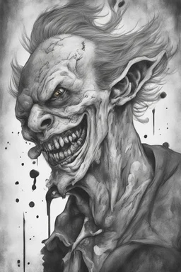 A portrait of a zombie clown in manga style