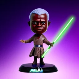 Bald Plastic Jedi macewindu purple bobblehead with boots and hands