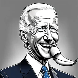 Caricatura de Joe Biden con una naríz extra larga como la del muñeco Pinocho