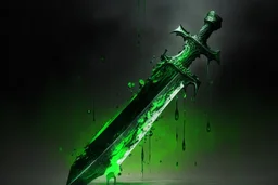 espada verde y negro flotando