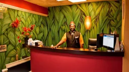 royal relax inn's very flamboyant front desk girly man