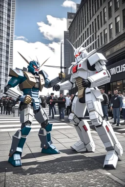 A real life Gundam fighting a kaiju in New York City