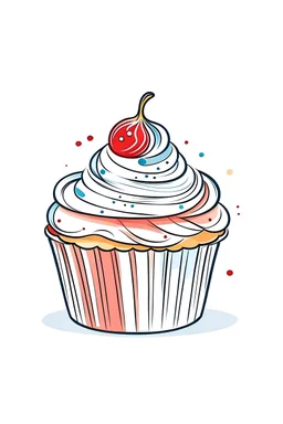 Generate: a sweet cute cupcake out line with high quality and white background