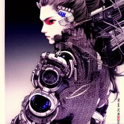 beautiful cyberpunk woman, hyper detailed, hyperdetailed, intricately detailed, illustration by <Katsushika Hokusai> <Yoji Shinkawa>,