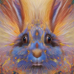 girl rabbit with blue aye, aboriginal, dot painting, indiginous, dot, mud, dream-time, abstract, dots, natural pigment, extremely sharp detail, finely tuned detail, ultra high definition, 8 k, unreal engine 5, ultra sharp focus, art germ and Paul Lewin and Kehinde Wiley