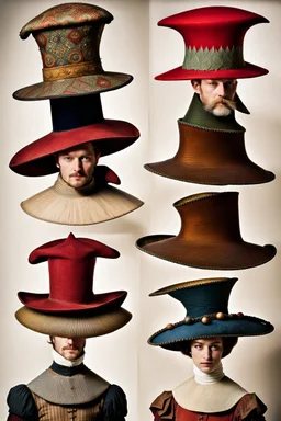 A variety of unusual hats from the 16th century