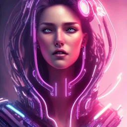 cyberpunk, smile, head, women,long hair, portrait, tron