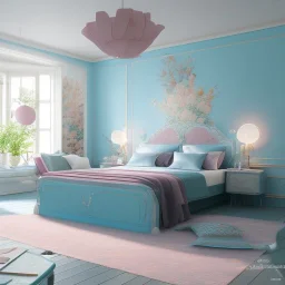 jolie petite maison asiatique lacustre, lac turquoise, ciel rose et bleu, lumière, fleurs délicates, ambiance très réelle, 8k, Cinematic lighting. Photorealistic. Dynamic lighting. Imperial colors.